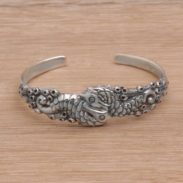 Alternate image for Indonesia 925 Sterling Silver Seahorse Cuff Bracelet Seahorse Family