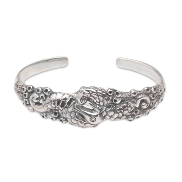 Alternate image for Indonesia 925 Sterling Silver Seahorse Cuff Bracelet Seahorse Family