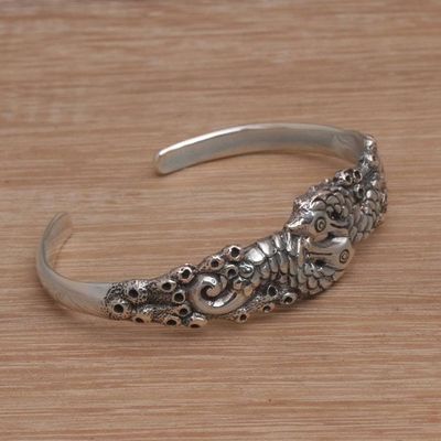 Alternate image for Indonesia 925 Sterling Silver Seahorse Cuff Bracelet Seahorse Family
