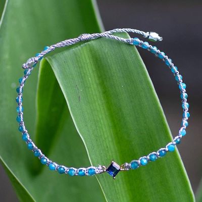 Alternate image for Eco-Friendly Apatite Bracelet with Recycled Glass Pendant Be Mindful