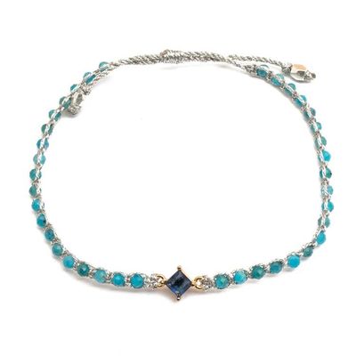 Alternate image for Eco-Friendly Apatite Bracelet with Recycled Glass Pendant Be Mindful