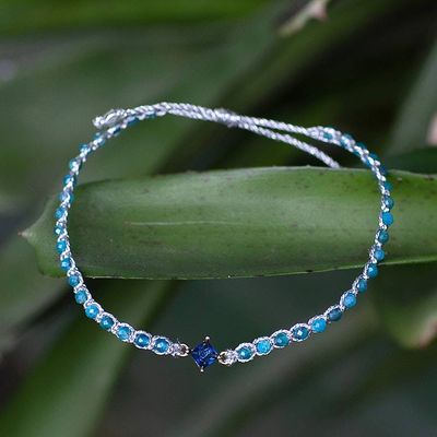 Alternate image for Eco-Friendly Apatite Bracelet with Recycled Glass Pendant Be Mindful
