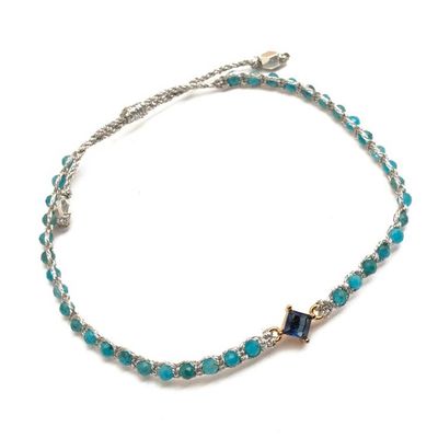 Alternate image for Eco-Friendly Apatite Bracelet with Recycled Glass Pendant Be Mindful