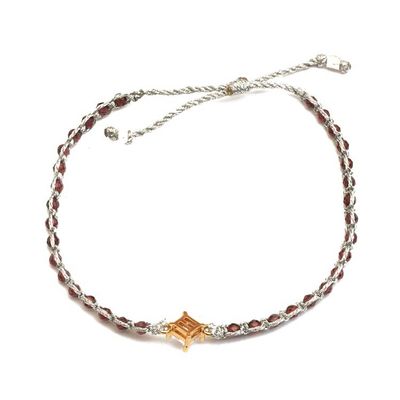 Alternate image for Eco-Friendly Garnet Recycled Glass Macrame Pendant Bracelet Be Peaceful