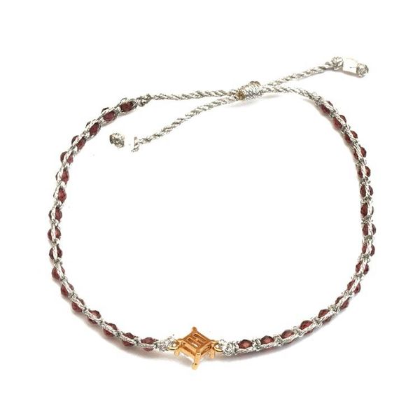 Alternate image for Eco-Friendly Garnet Recycled Glass Macrame Pendant Bracelet Be Peaceful