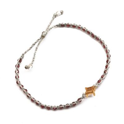 Alternate image for Eco-Friendly Garnet Recycled Glass Macrame Pendant Bracelet Be Peaceful
