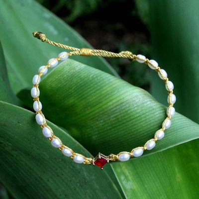 Alternate image for Gold-Accented Cultured Pearl Recycled Glass Pendant Bracelet Be Pure