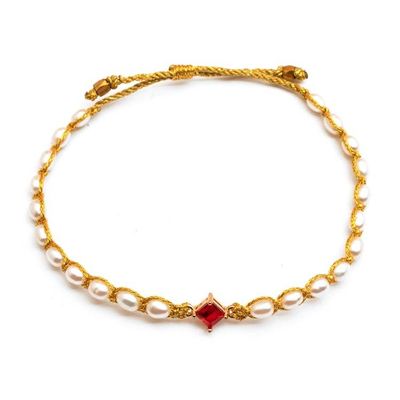 Alternate image for Gold-Accented Cultured Pearl Recycled Glass Pendant Bracelet Be Pure