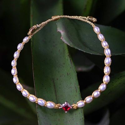 Alternate image for Gold-Accented Cultured Pearl Recycled Glass Pendant Bracelet Be Pure
