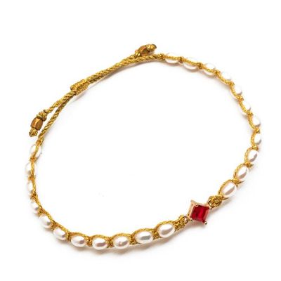 Alternate image for Gold-Accented Cultured Pearl Recycled Glass Pendant Bracelet Be Pure