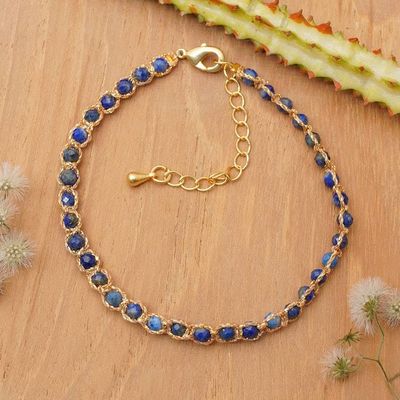 Alternate image for Macrame Bracelet with Tigers Eye Gems and Gold-Plated Clasp Blissful Charm