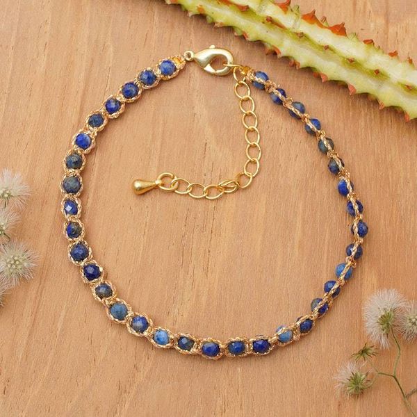 Alternate image for Macrame Bracelet with Tigers Eye Gems and Gold-Plated Clasp Blissful Charm