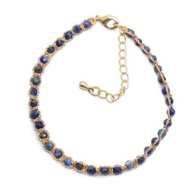 Alternate image for Macrame Bracelet with Tigers Eye Gems and Gold-Plated Clasp Blissful Charm