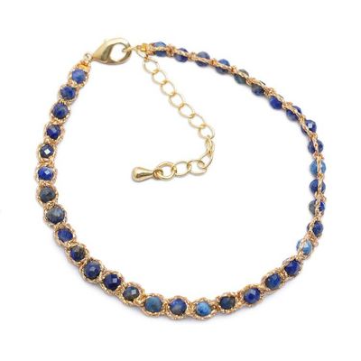 Alternate image for Macrame Bracelet with Tigers Eye Gems and Gold-Plated Clasp Blissful Charm