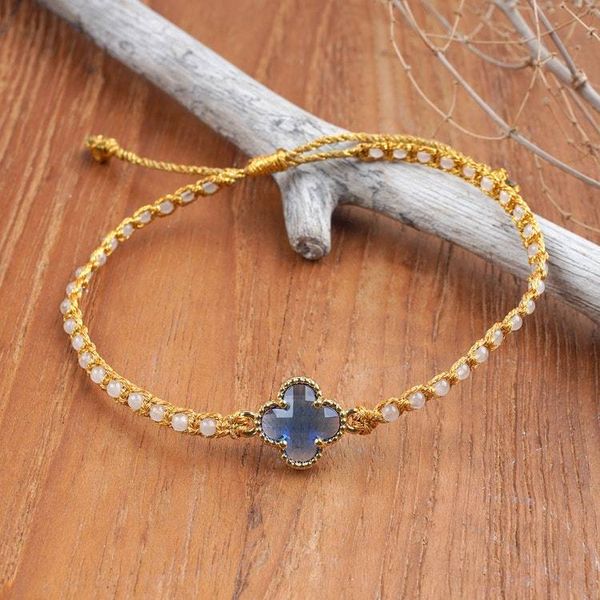 Alternate image for Gold-Accented Rose Quartz Recycled Glass Floral Bracelet Flower of Joy