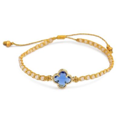 Alternate image for Gold-Accented Rose Quartz Recycled Glass Floral Bracelet Flower of Joy