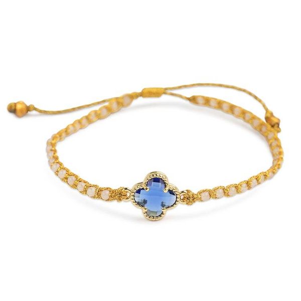 Alternate image for Gold-Accented Rose Quartz Recycled Glass Floral Bracelet Flower of Joy