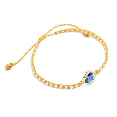 Alternate image for Gold-Accented Rose Quartz Recycled Glass Floral Bracelet Flower of Joy