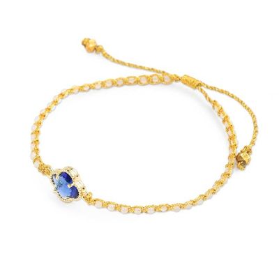 Alternate image for Gold-Accented Rose Quartz Recycled Glass Floral Bracelet Flower of Joy