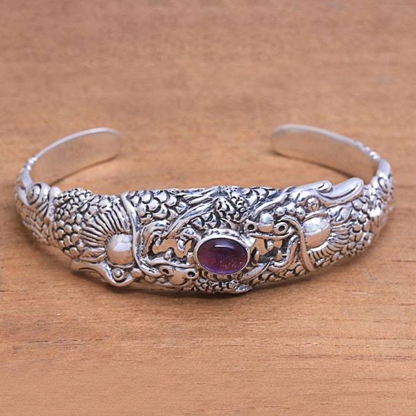 Alternate image for Dragon-Themed Amethyst Cuff Bracelet from Bali Blazing Basuki