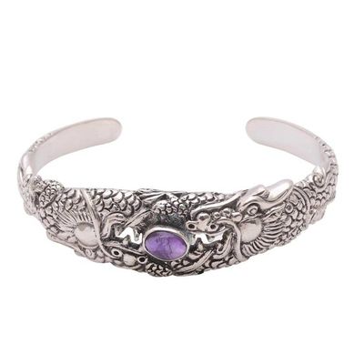 Alternate image for Dragon-Themed Amethyst Cuff Bracelet from Bali Blazing Basuki