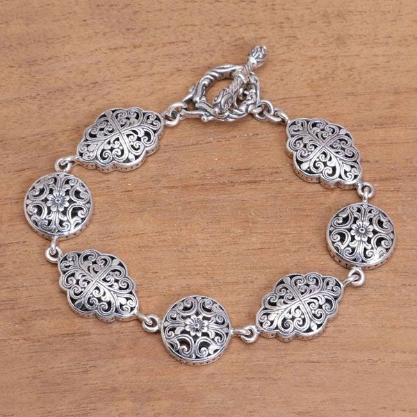 Alternate image for Vine Pattern Sterling Silver Link Bracelet from Bali Ubud Garden