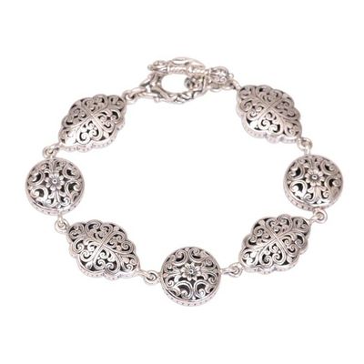 Alternate image for Vine Pattern Sterling Silver Link Bracelet from Bali Ubud Garden