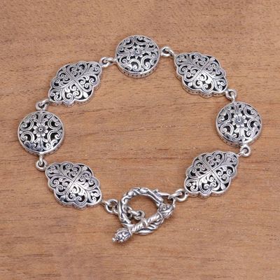 Alternate image for Vine Pattern Sterling Silver Link Bracelet from Bali Ubud Garden