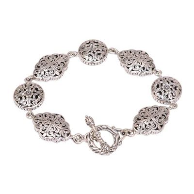 Alternate image for Vine Pattern Sterling Silver Link Bracelet from Bali Ubud Garden