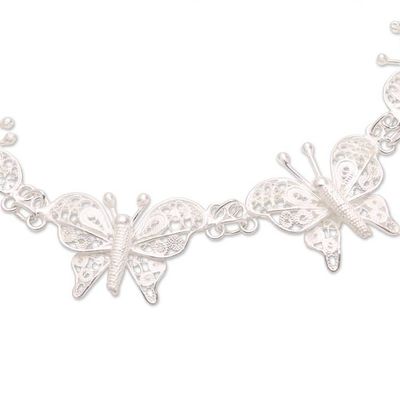 Alternate image for Sterling Silver Filigree Butterfly Link Bracelet from Java Glittering Butterflies