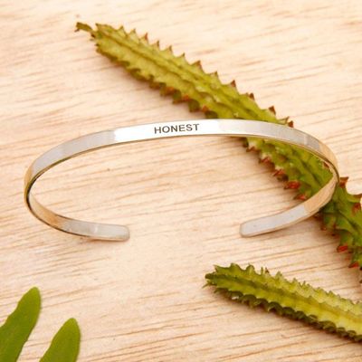 Primary image for Polished Minimalist Sterling Silver Honest Cuff Bracelet Your Honesty