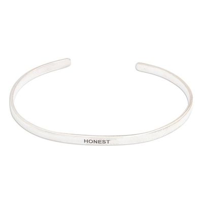 Alternate image for Polished Minimalist Sterling Silver Honest Cuff Bracelet Your Honesty