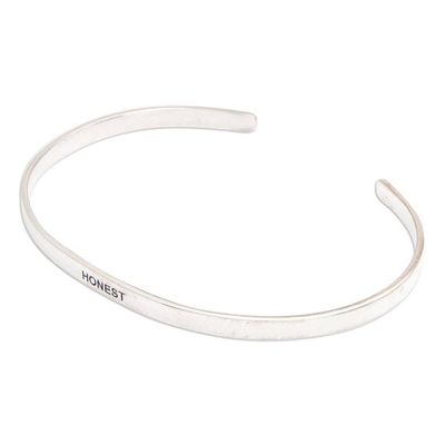 Alternate image for Polished Minimalist Sterling Silver Honest Cuff Bracelet Your Honesty