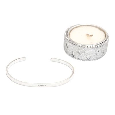 Alternate image for Polished Minimalist Sterling Silver Happy Cuff Bracelet Your Happiness