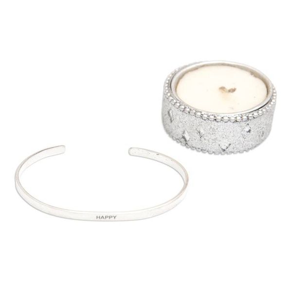 Alternate image for Polished Minimalist Sterling Silver Happy Cuff Bracelet Your Happiness