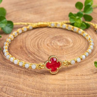 Alternate image for Floral 18k Gold-Accented Aquamarine Recycled Glass Bracelet Flower of Passion