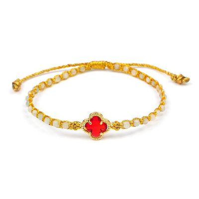 Alternate image for Floral 18k Gold-Accented Aquamarine Recycled Glass Bracelet Flower of Passion