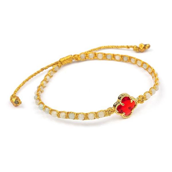 Alternate image for Floral 18k Gold-Accented Aquamarine Recycled Glass Bracelet Flower of Passion