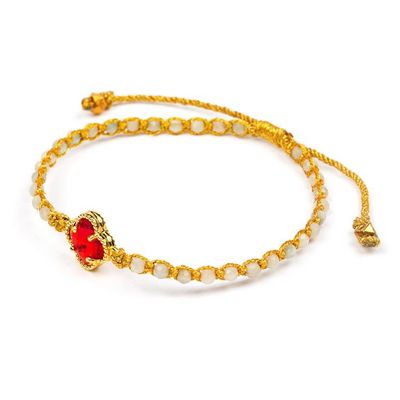 Alternate image for Floral 18k Gold-Accented Aquamarine Recycled Glass Bracelet Flower of Passion