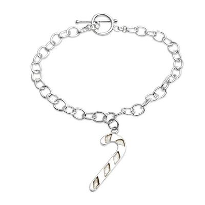 Alternate image for Candy Cane-Themed Sterling Silver Charm Bracelet from Bali Eternal Candy