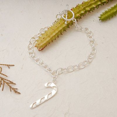 Alternate image for Candy Cane-Themed Sterling Silver Charm Bracelet from Bali Eternal Candy