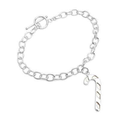Alternate image for Candy Cane-Themed Sterling Silver Charm Bracelet from Bali Eternal Candy