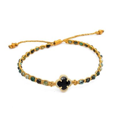 Alternate image for Reconstituted Turquoise Bracelet with Black Flower Pendant Flower of Arcadia