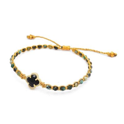 Alternate image for Reconstituted Turquoise Bracelet with Black Flower Pendant Flower of Arcadia