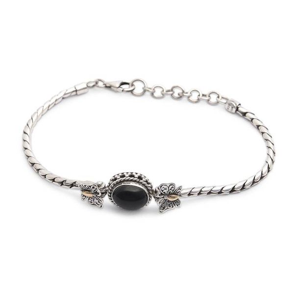 Alternate image for Butterfly Onyx Silver Pendant Bracelet with Golden Details Garden at Night