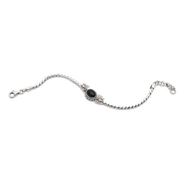 Alternate image for Butterfly Onyx Silver Pendant Bracelet with Golden Details Garden at Night