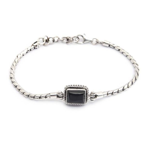 Alternate image for Black Onyx Cabochon and Sterling Silver Pendant Necklace Lady of Enigma