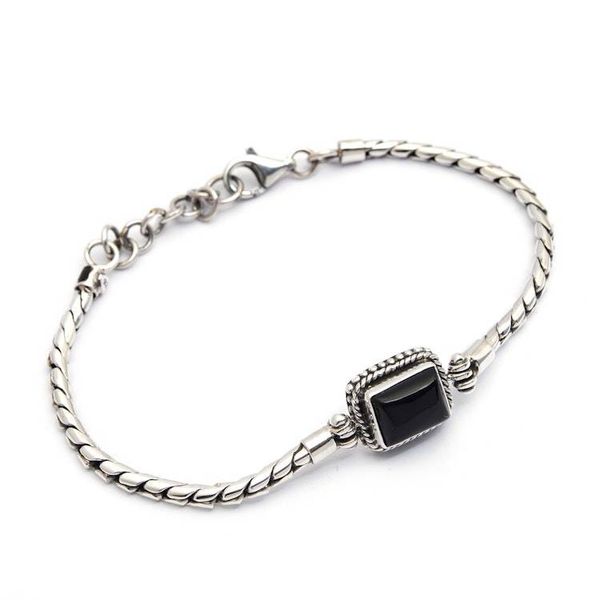 Alternate image for Black Onyx Cabochon and Sterling Silver Pendant Necklace Lady of Enigma