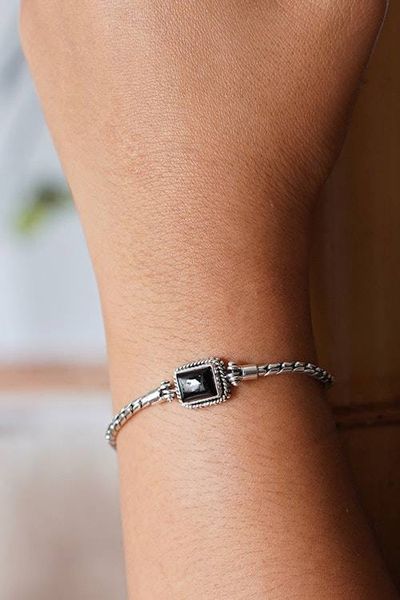 Alternate image for Black Onyx Cabochon and Sterling Silver Pendant Necklace Lady of Enigma