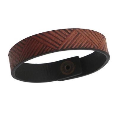 Alternate image for Handmade Leather Wristband Bracelet from Bali Brown Bedeg